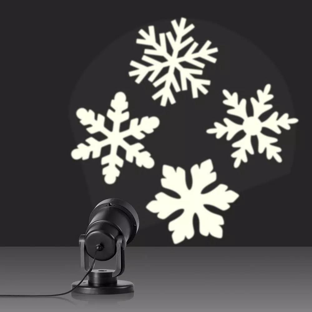 Alpine Corporation Christmas Rotating Snowflake LED Projector, Cool White Lights