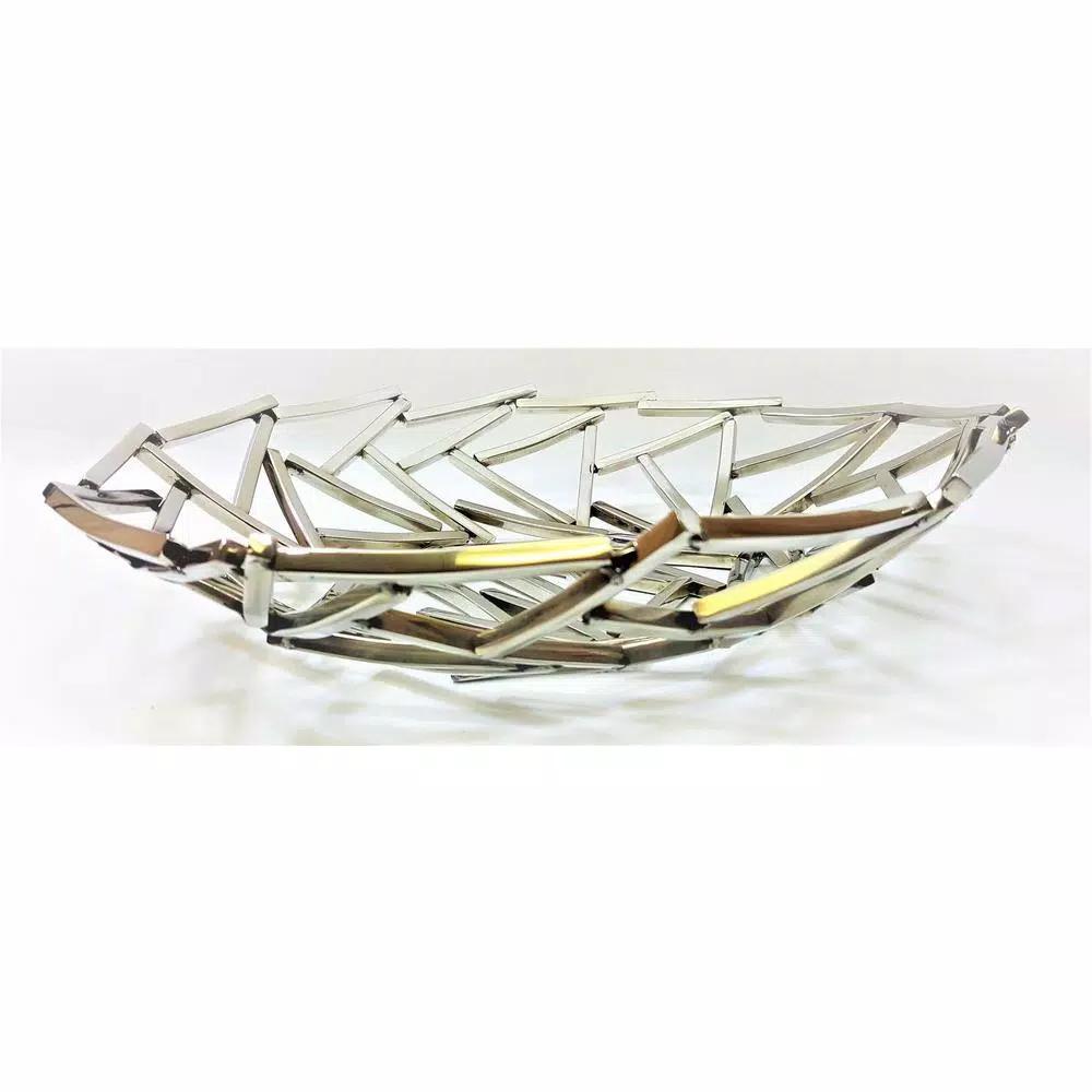 Heim Concept 15 in. Positano Round Nickel Plated Stainless Steel Serving Tray