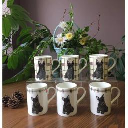 Unbranded Roy Kirkham Lucy Mug Set of 6 - Scottie Dog Fine Bone China Ceramic Mugs, 320ml thumbnail 3