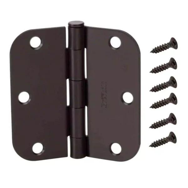 Everbilt 3-1/2 in. x 5/8 in. Radius Matte Black Smooth Action Butt Door Hinge, 3-Pack