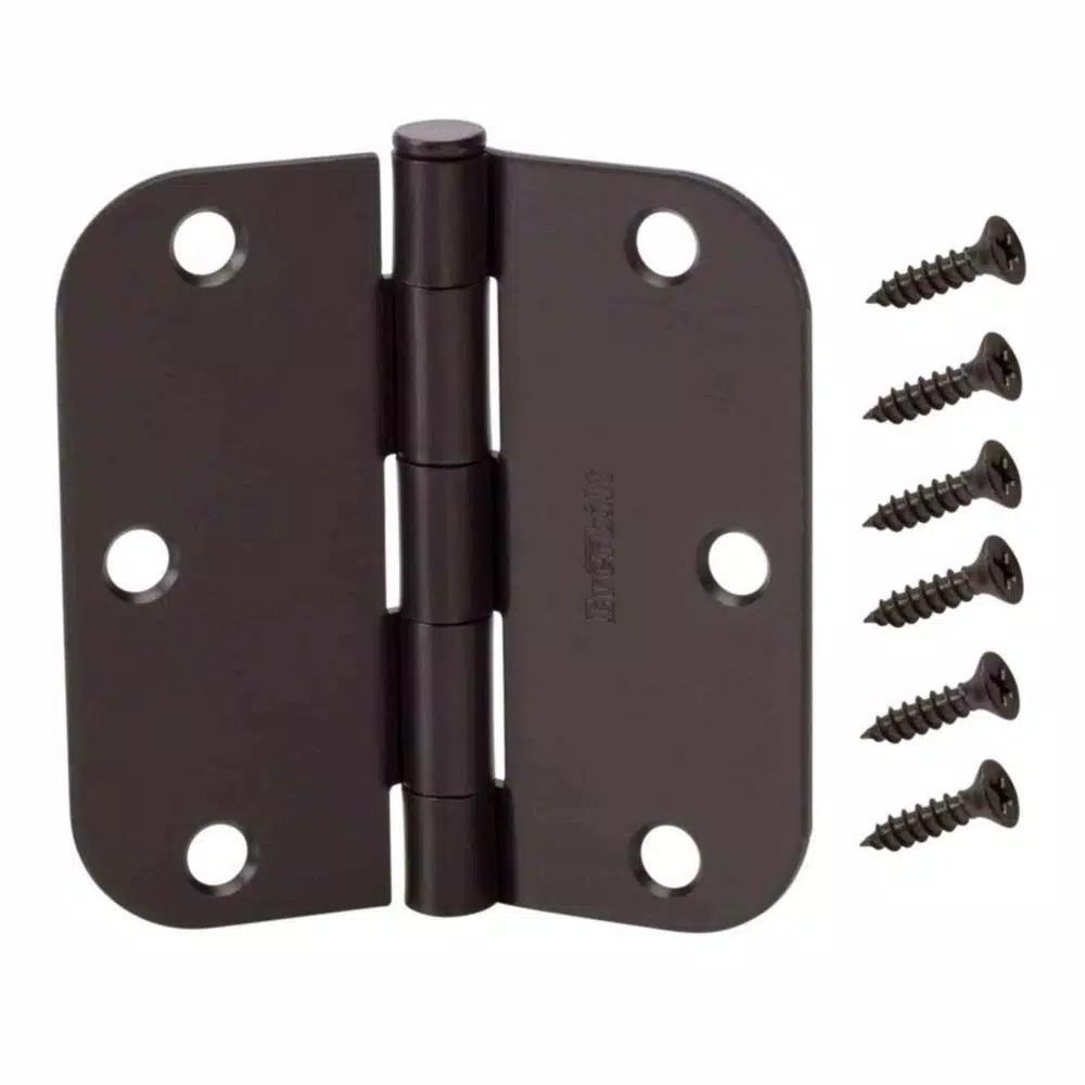 Everbilt 3-1/2 in. x 5/8 in. Radius Matte Black Smooth Action Butt Door Hinge, 3-Pack