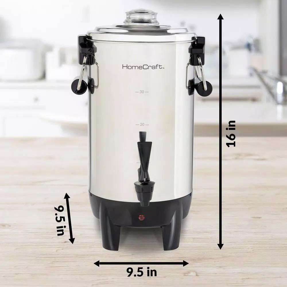HomeCraft 30-Cup Stainless Steel Electric Coffee Urn with Reusable Filter