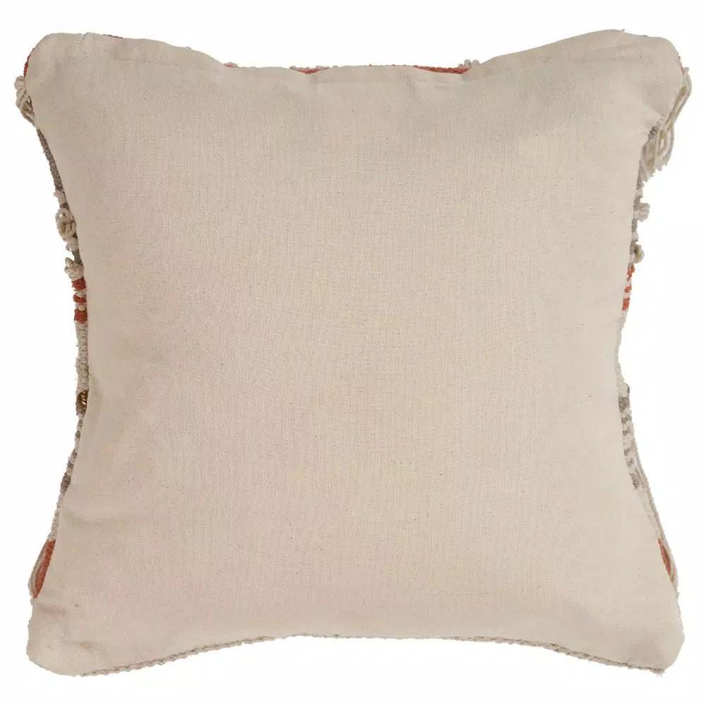 LR Resources Chic Beige Striped Fringe Throw Pillow - 18 x 18 in. Cotton Cover Hypoallergenic Polyester Fill