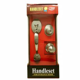 Premier Lock Satin Nickel Single Cylinder Keyed Entry Door Handleset with Deadbolt and Inside Knob thumbnail 1