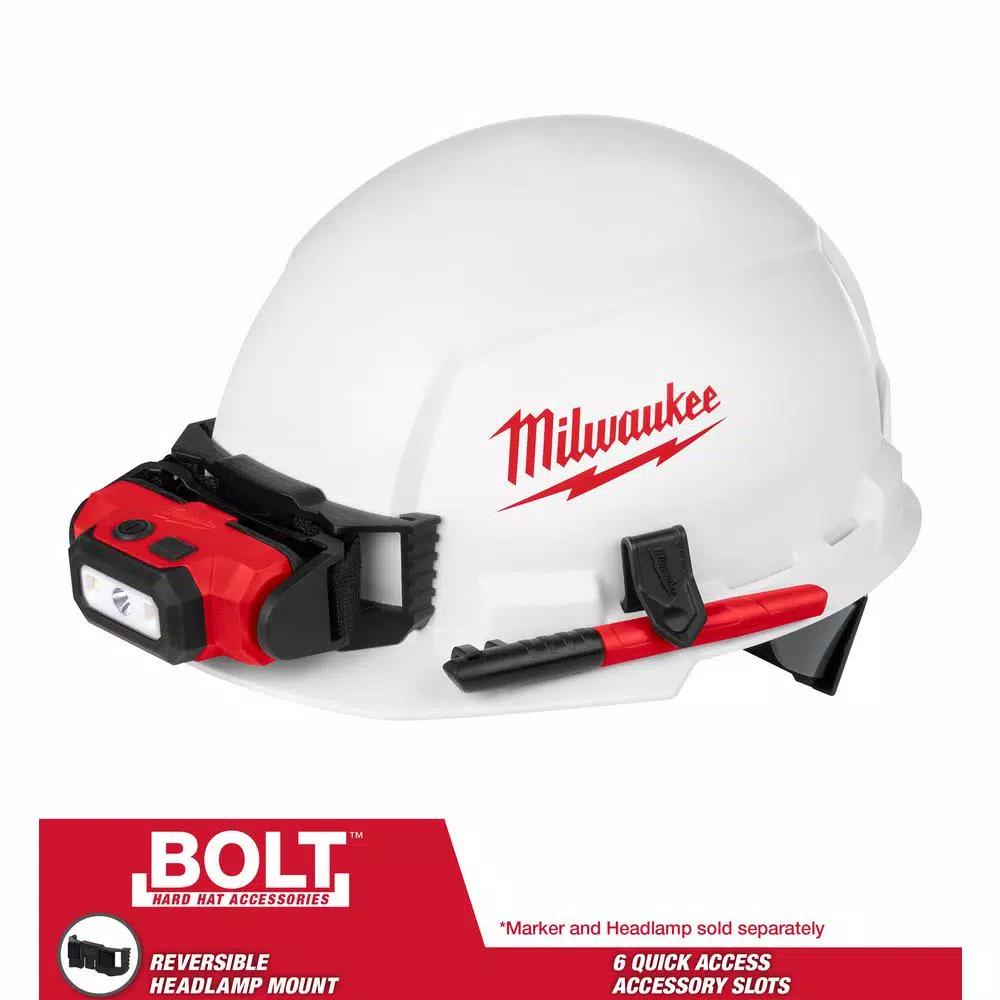 Milwaukee BOLT White Type 1 Class E Front Brim Hard Hat (12-Pack)