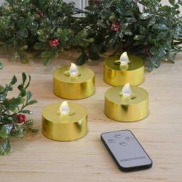 LUMABASE Gold Extra Large LED Tea Light Candles with Remote Control and Dual Timers, 4-Count thumbnail 3