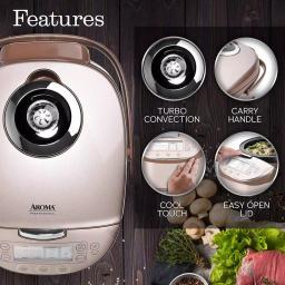 Aroma Professional 4 Qt. Champagne Electric Multi-Cooker with Ceramic Pot and Turbo Convection thumbnail 2