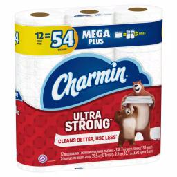 Charmin Ultra Strong Toilet Paper, 2-Ply Mega Plus Rolls, 12 Count Pack thumbnail 2