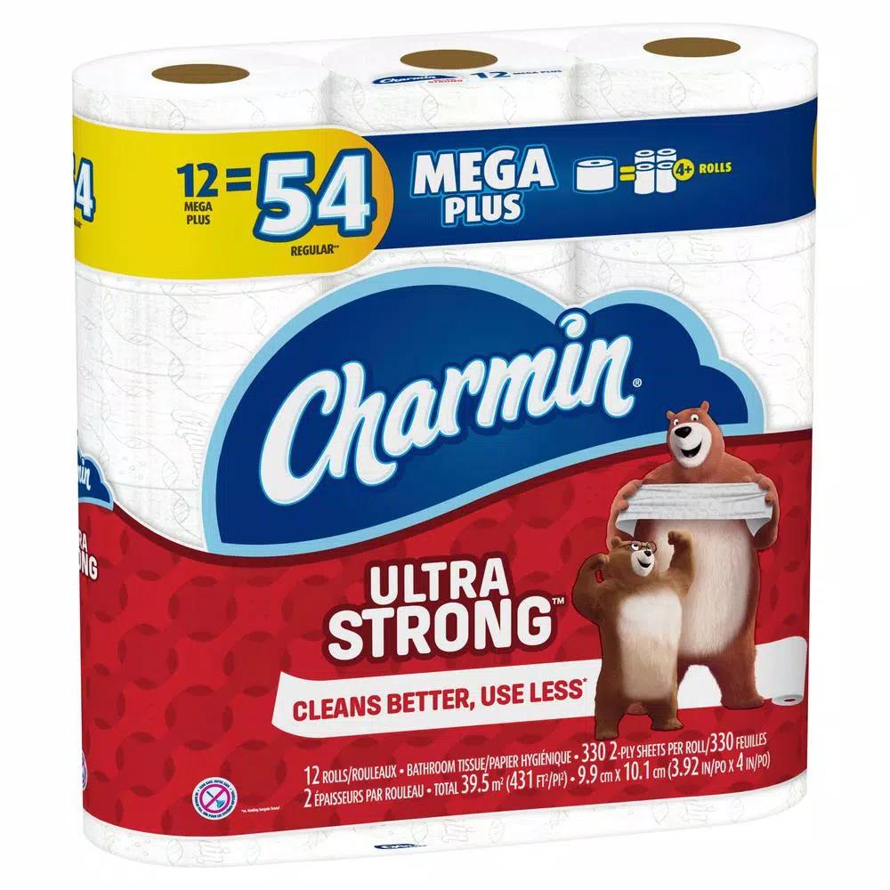 Charmin Ultra Strong Toilet Paper, 2-Ply Mega Plus Rolls, 12 Count Pack