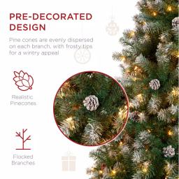Best Choice Products 9 ft. Pre-Lit Flocked Artificial Christmas Tree with 850 Warm White Lights and Pinecones thumbnail 3