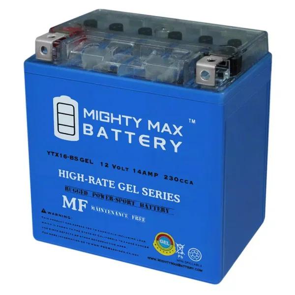 MIGHTY MAX BATTERY Mighty Max YTX16-BS GEL 12V 14 Ah 230 CCA Rechargeable Sealed Lead Acid Powersport Battery