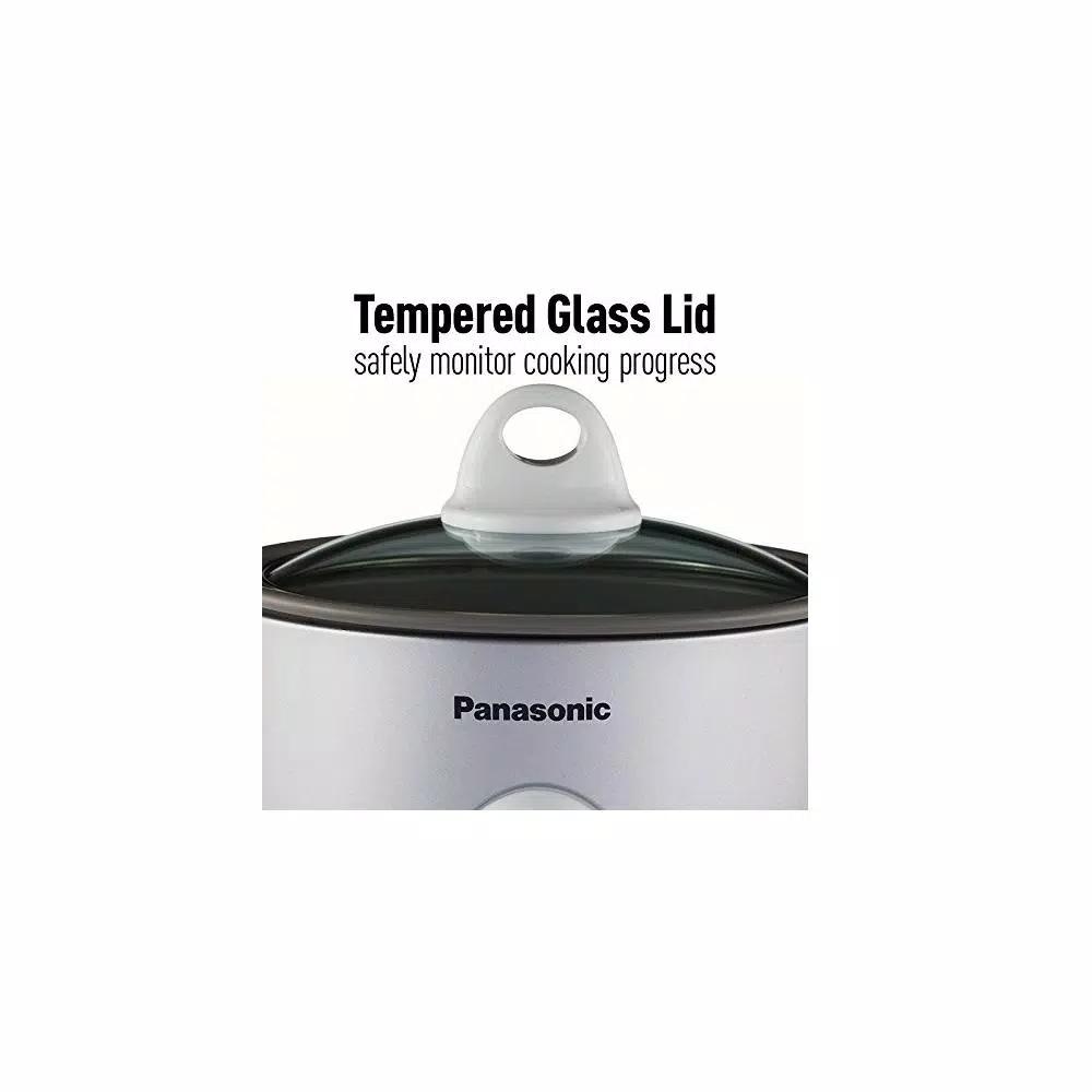 Panasonic Silver 3-Cup Automatic Rice Cooker with Glass Lid, Non-Stick Aluminum Pan, and Measuring Cup