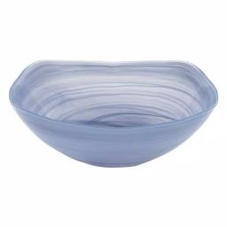 Badash Crystal Sky Blue Alabaster Glass 10 in. Squarish Serving Bowl thumbnail 1