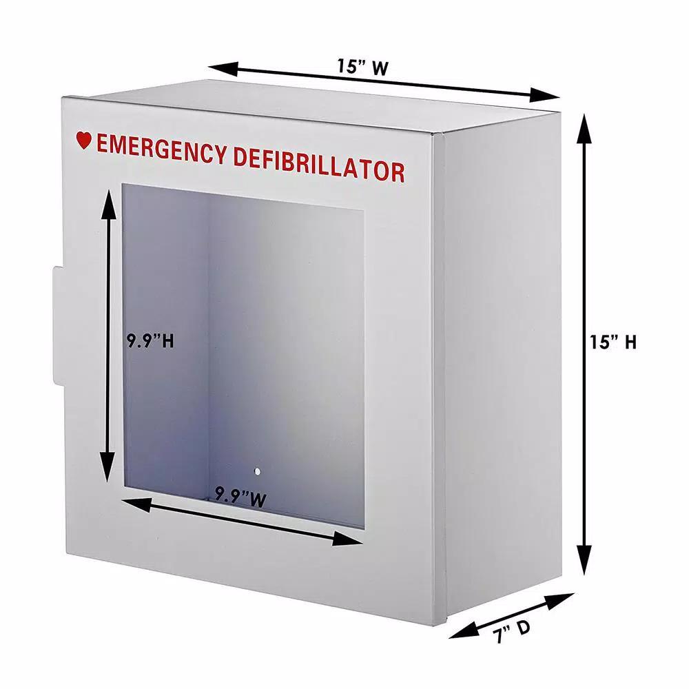 AdirMed Universal Steel AED Wall Cabinet with Clear Acrylic Window - White