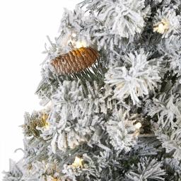Nearly Natural 5 ft. Flocked River Mountain Pine Artificial Christmas Tree with 150 LED Lights and Pine Cones thumbnail 3