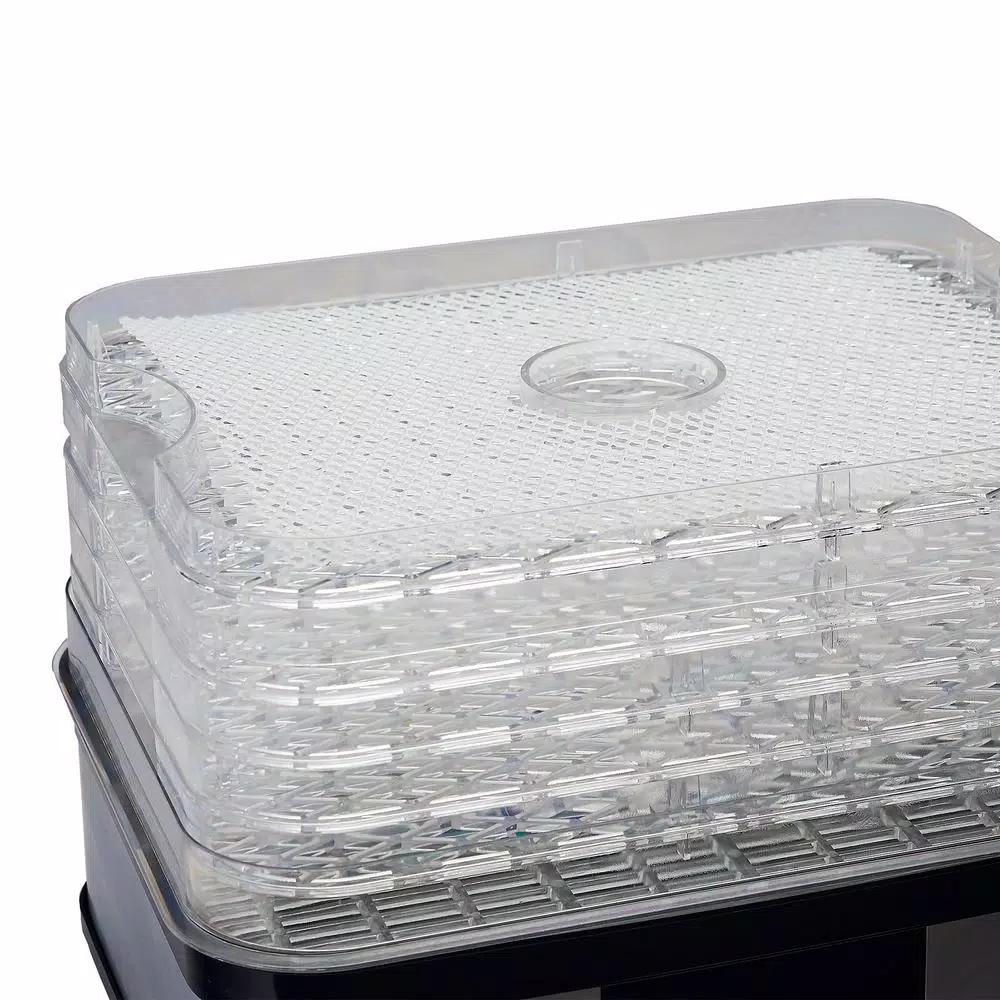 LEM 5-Tray Clear and Black Food Dehydrator with Digital Timer and Auto Shut-Off