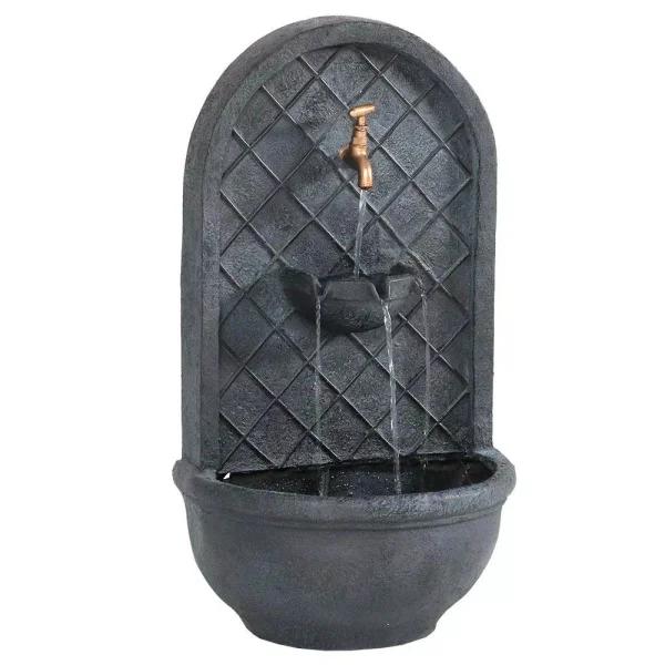 Sunnydaze Decor Messina Resin Lead Solar Outdoor Wall Fountain with Dual Pump Options