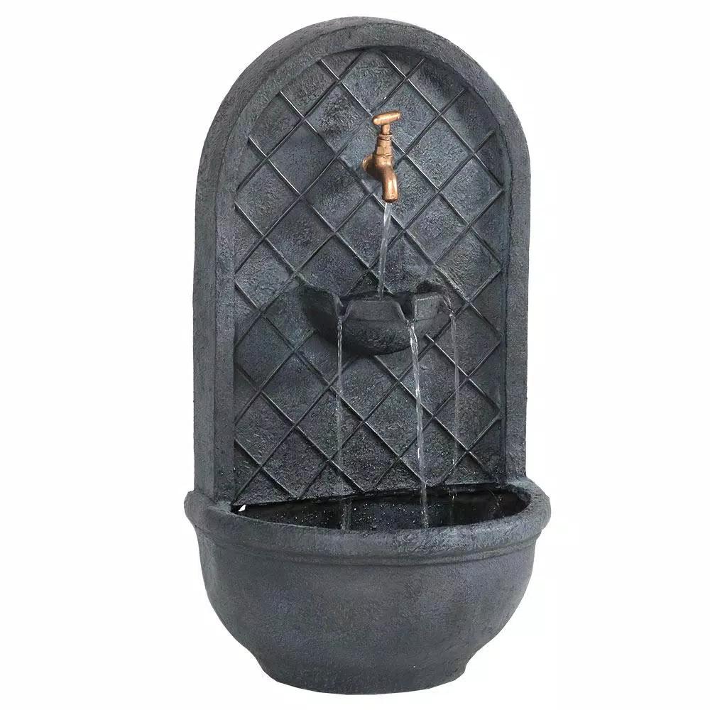 Sunnydaze Decor Messina Resin Lead Solar Outdoor Wall Fountain with Dual Pump Options