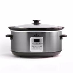 Zing 7 Qt. Oval Programmable Slow Cooker with Glass Lid, Dark Stainless Steel thumbnail 1