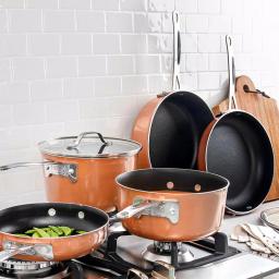 Gotham Steel StackMaster 21-Piece Aluminum Nonstick Cookware and Bakeware Set, Copper thumbnail 3