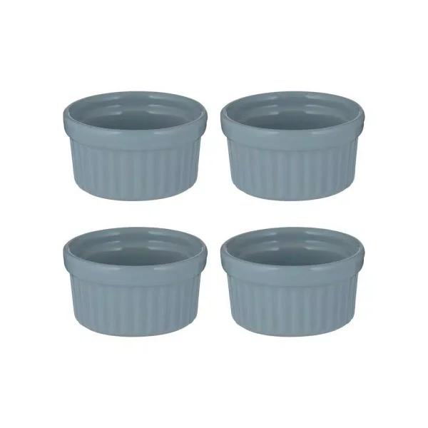 Mason Cash Classic 4-Piece Round Blue Stoneware Ramekin Set