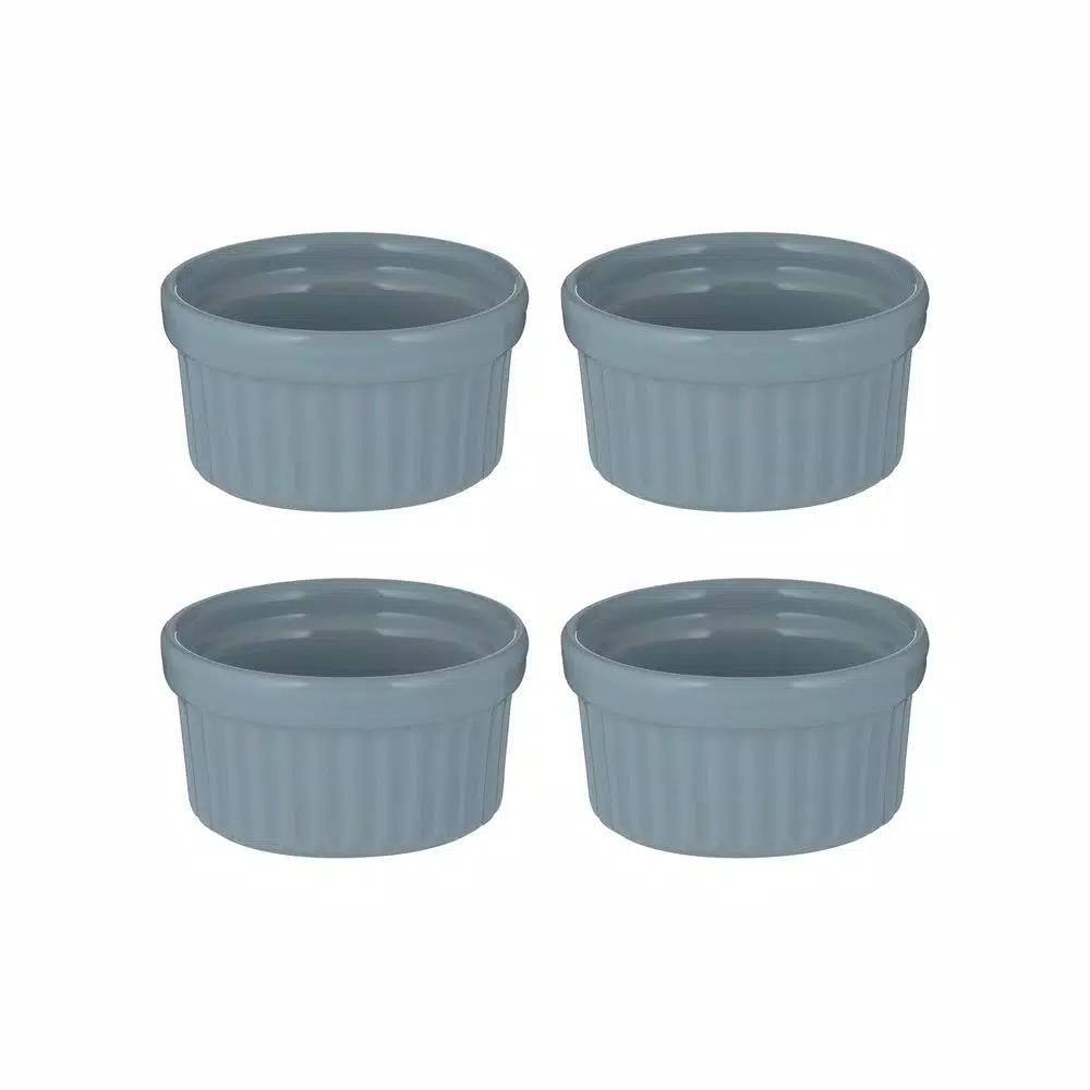 Mason Cash Classic 4-Piece Round Blue Stoneware Ramekin Set