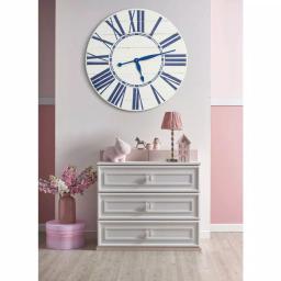 BrandtWorks 24 in. Navy Nautical Oversized Farmhouse Wall Clock - Distressed White & Blue thumbnail 3