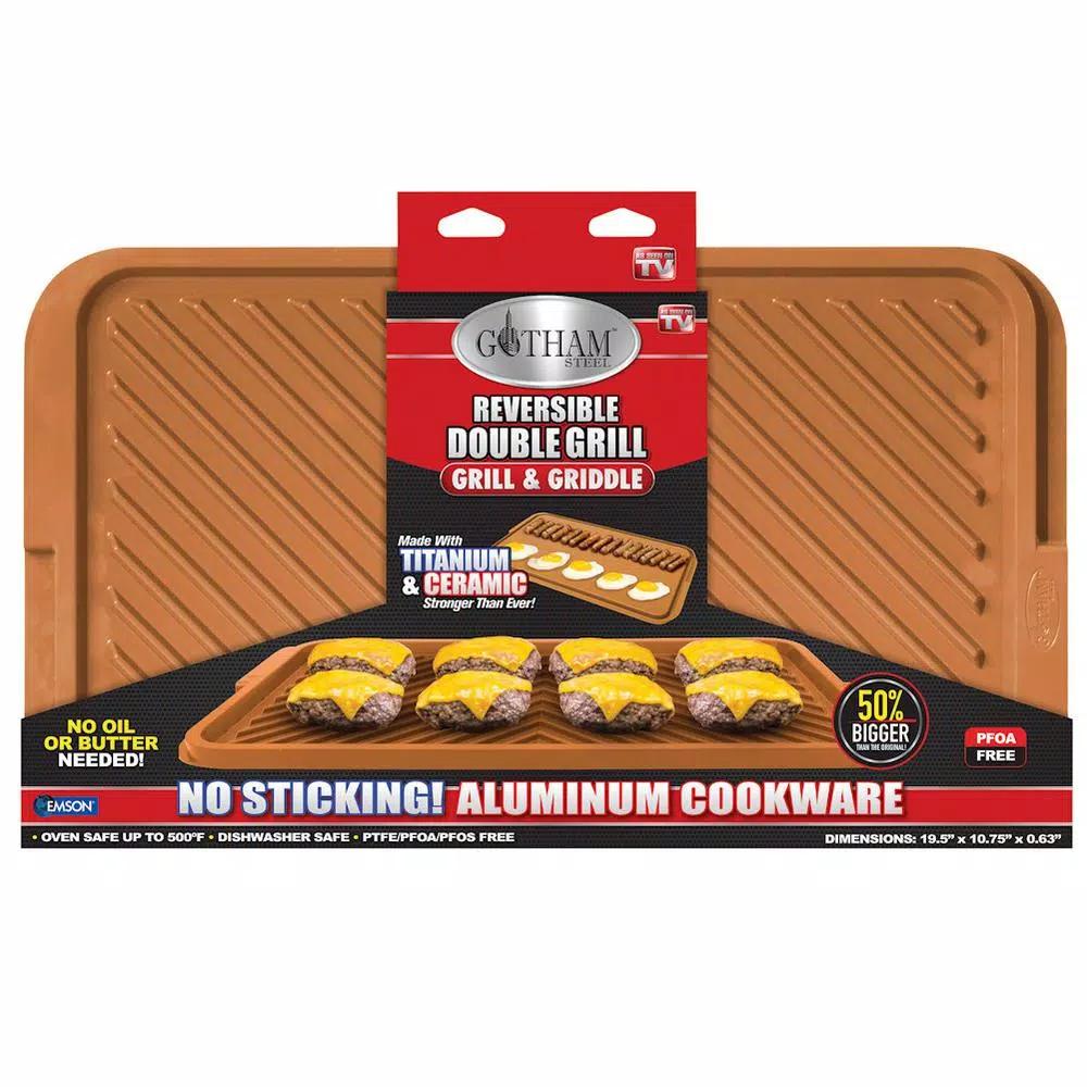 Gotham Steel 19.5 in. x 10.75 in. Ti-Ceramic Nonstick Reversible Double Grill and Griddle