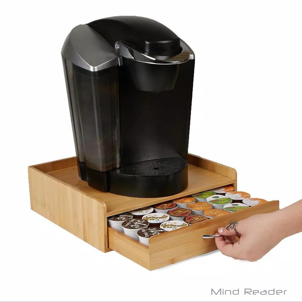 Mind Reader 32-Capacity Bamboo Brown K-Cup Storage Drawer with Lip Panel for Keurig
