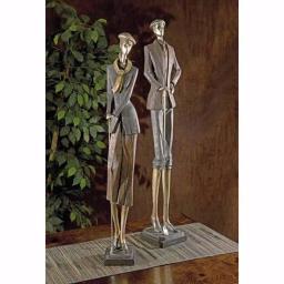 IMAX Vintage Golfer Statuary Set of 2 - Brown Polystone Sculptures thumbnail 2