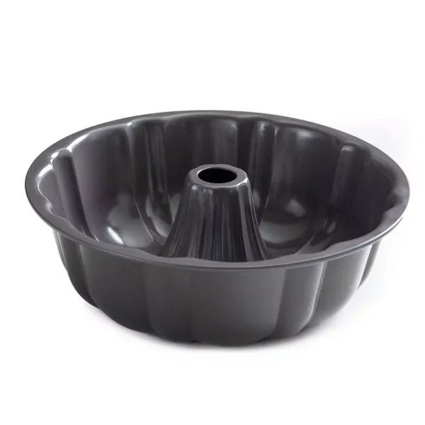 Saveur Selects Artisan Fluted Tube Bundt Pan, Carbon Steel, Gray