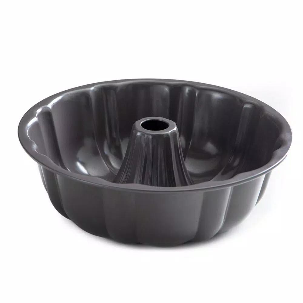 Saveur Selects Artisan Fluted Tube Bundt Pan, Carbon Steel, Gray