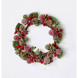 WORTH IMPORTS 3.25" Frosted Berry & Pinecone Candle Ring Set of 2 thumbnail 1