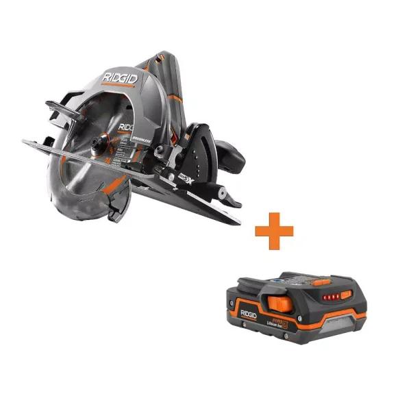 RIDGID 18V Cordless Brushless 7-1/4 in. Circular Saw with 1.5 Ah Lithium-Ion Battery