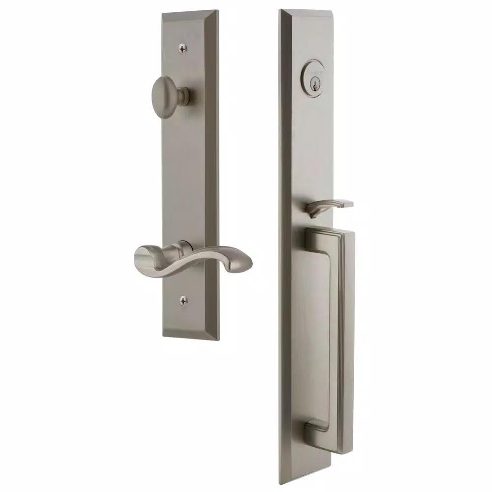 Grandeur Fifth Avenue Satin Nickel 1-Piece Handleset with D Grip and Portofino Lever