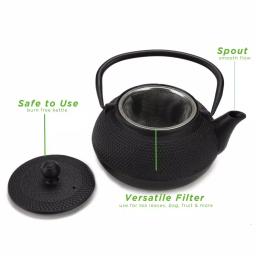 Mind Reader 2.5-Cup Black Japanese Style Cast Iron Tetsubin Teapot with Infuser thumbnail 4