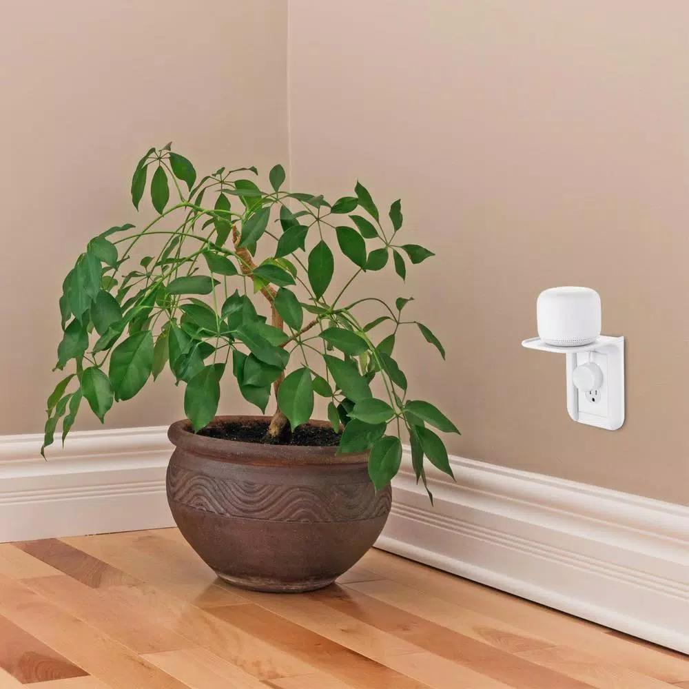 Wasserstein AC Outlet Mount for Google Nest WiFi, Nest Mini, and Nest Hub - Wall Outlet Shelf (2-Pack)