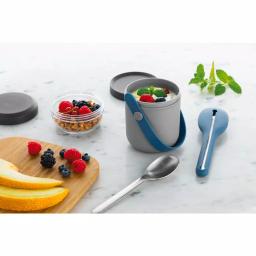 BergHOFF Leo Dual Lunch Box and 3-Piece Stainless Steel Flatware Set - Grey and Blue thumbnail 3