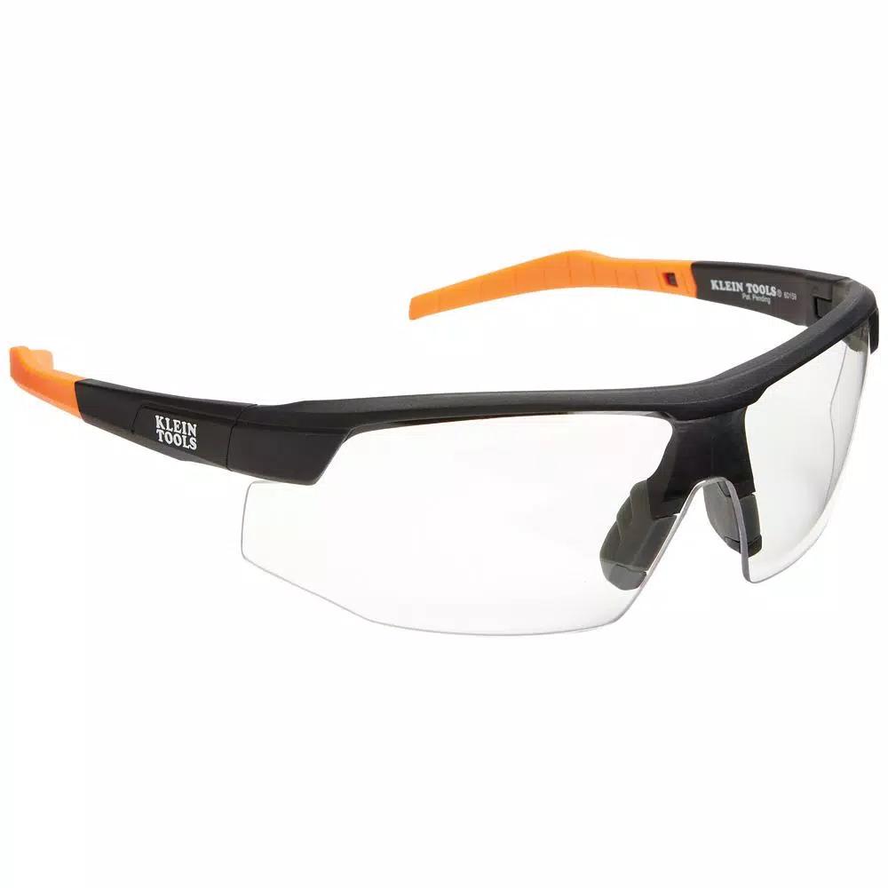 Klein Tools Safety Glasses, Clear Polycarbonate Lens, Anti-Fog & Scratch Resistant, Black/Orange