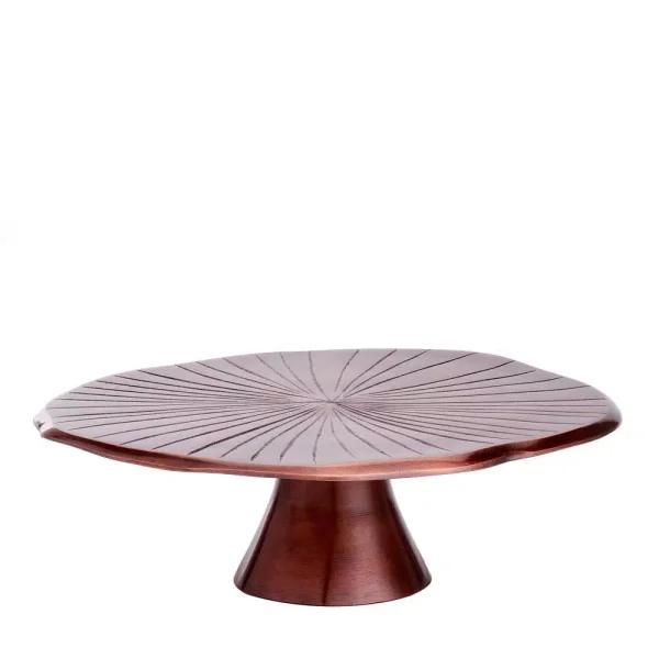 Old Dutch Antique Copper Lily Pad Cake Stand, 14.5 in. Aluminum Dessert Server