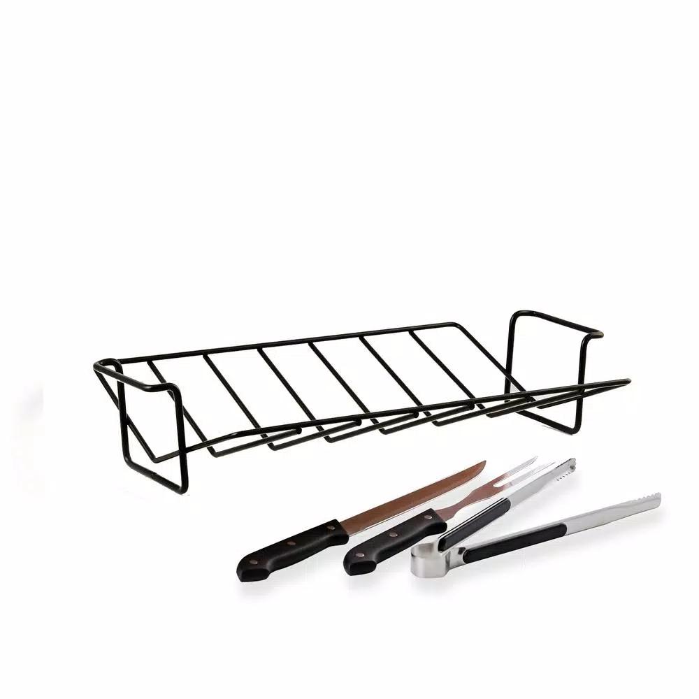 Ovente 5.5 Qt. Non-Stick Roasting Pan with Carving Set and V-Shaped Rack, Copper
