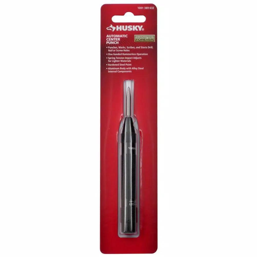 Husky 6 in. Automatic Center Punch with Aluminum Body and Hardened Steel Point