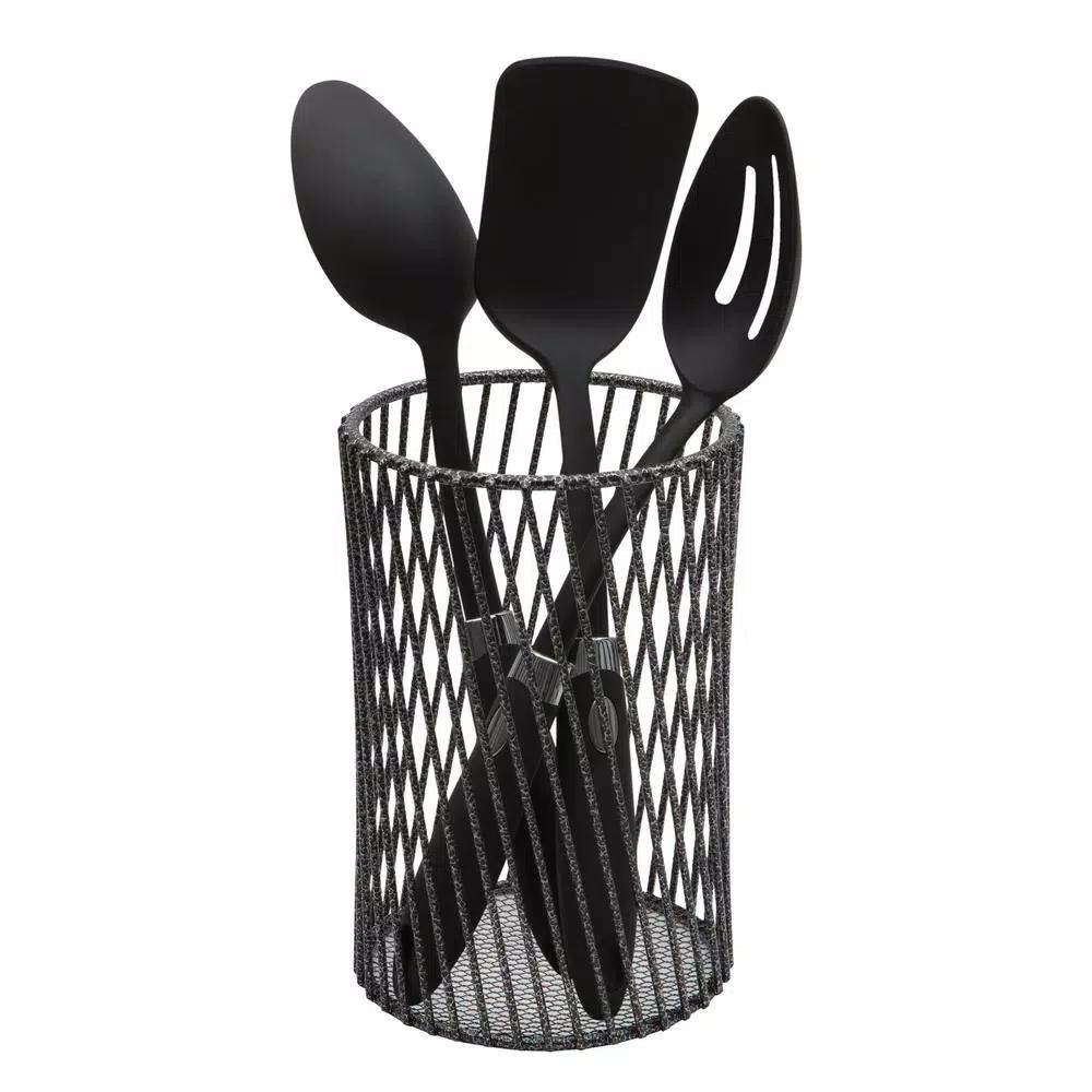 Laura Ashley Speckled Cutlery Basket in Grey