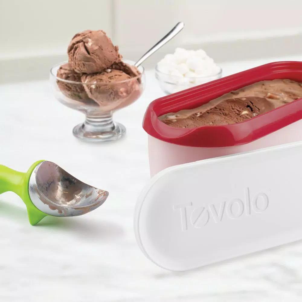 Tovolo Glide-A-Scoop 1.5 Qt. Ice Cream Tub, Insulated Airtight Freezer Container with Non-Slip Base, Cayenne