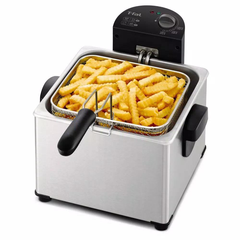 T-fal Triple-Basket Deep Fryer, 4L Capacity, Stainless Steel with Adjustable Thermostat