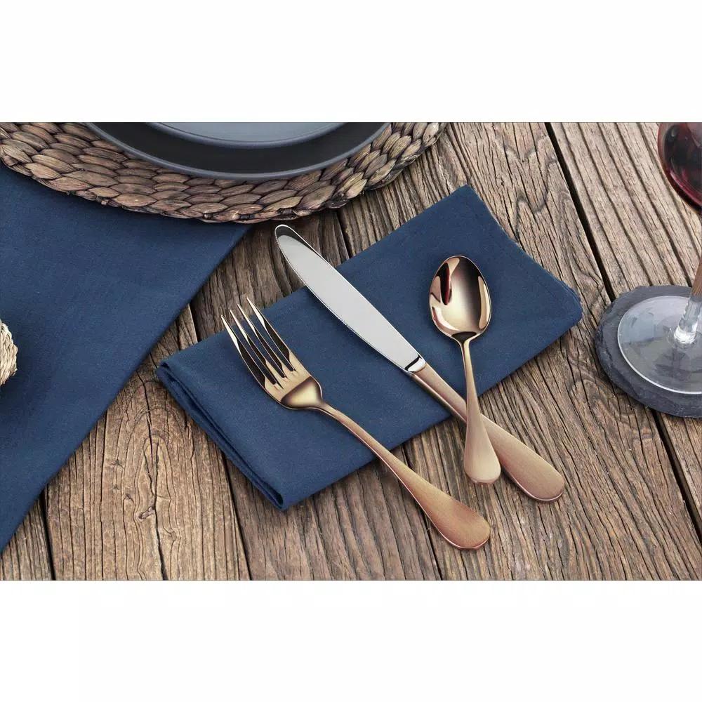 Artaste Rain 36-Piece 18/10 Stainless Steel Flatware Set, Antique Copper Finish, Service for 12