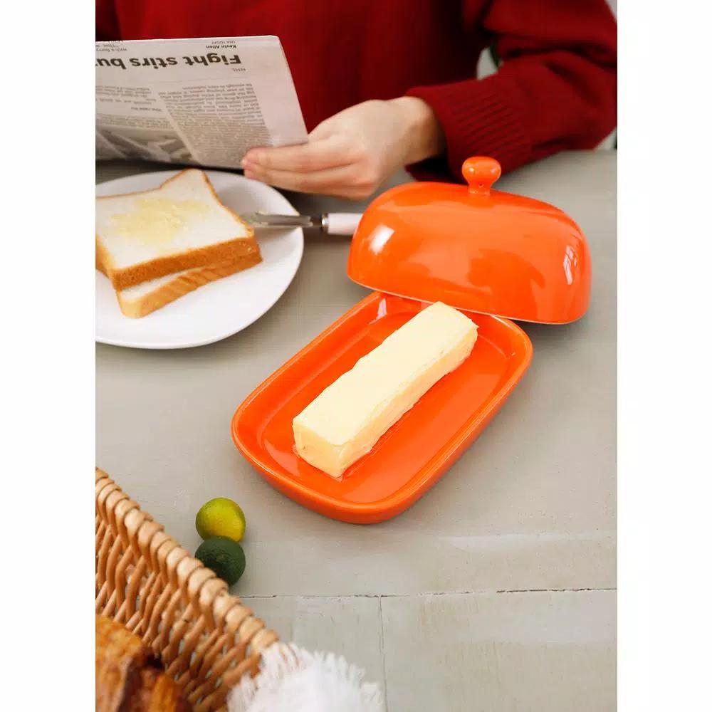 Sweese Porcelain Cute Butter Dish with Lid - Orange, 1 Piece