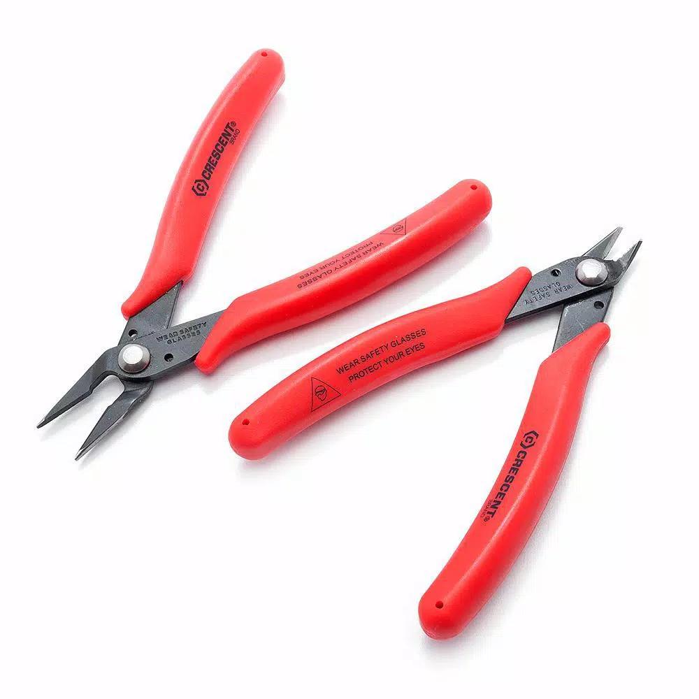 Crescent 4 in. Shear-Cutter Plier Set, 2-Piece Carbon Steel Electronic & Needle-Nose Set