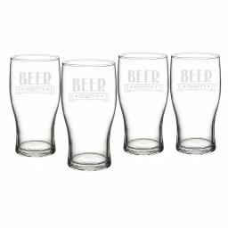 Cathy's Concepts Beer Merry Etched Glass Christmas Pilsner Glasses, 19 oz Set of 4 thumbnail 1
