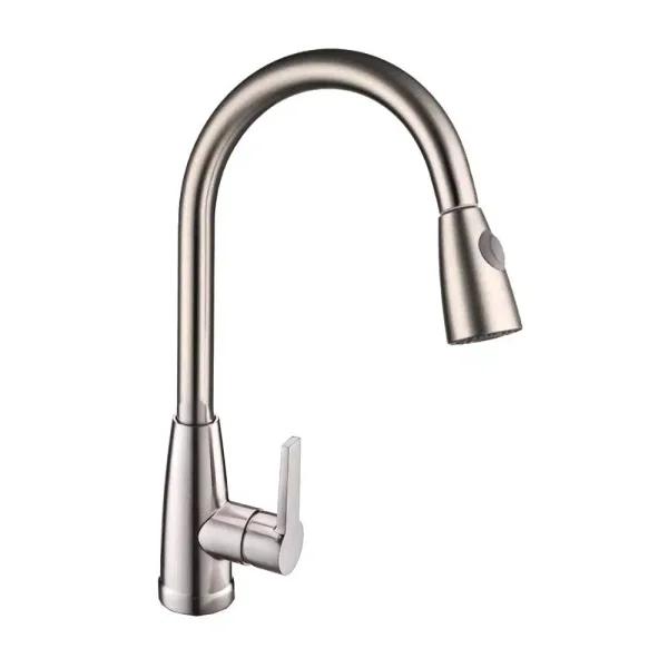 Vanity Art Brushed Nickel Single-Handle Pull-Down Kitchen Faucet with Spray Wand